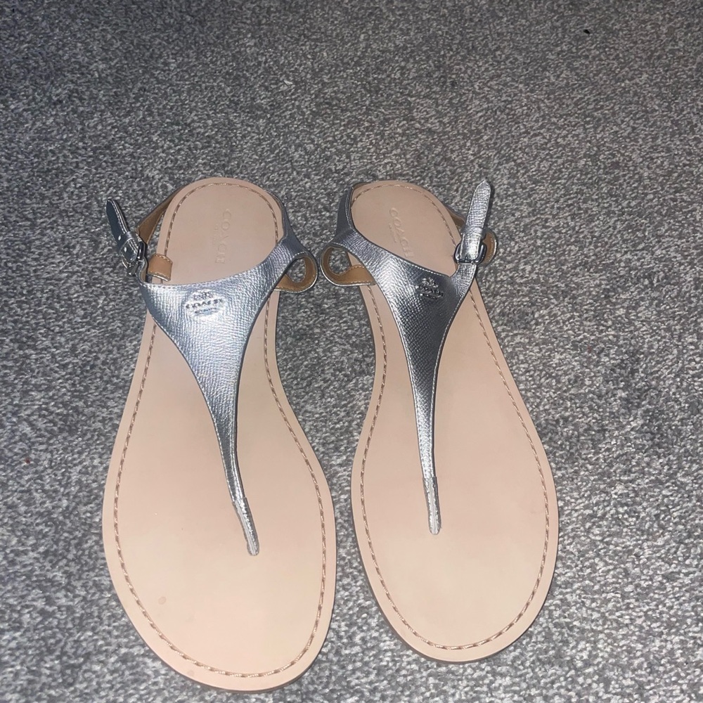Metallic Leather Coach Sandals (NWT) - Size 11